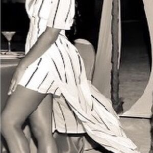 White jump suit with stripes